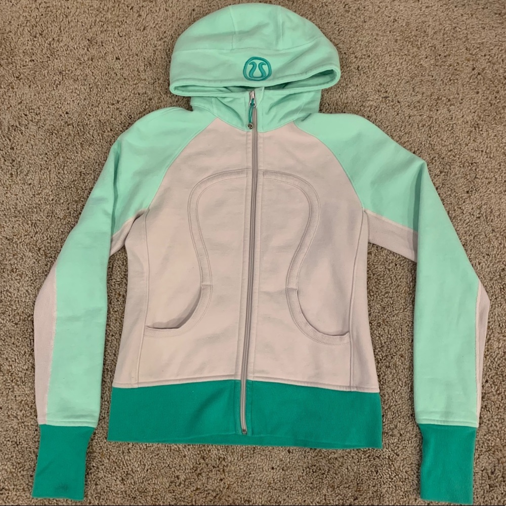 Green and Light Grey Lululemon Zip-Up